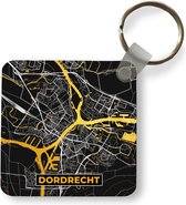 Sleutelhanger - Uitdeelcadeautjes - Stadskaart - Dordrecht - Goud - Zwart - Plastic