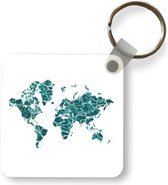 Sleutelhanger - Uitdeelcadeautjes - Wereldkaart - Zee - Wit - Plastic
