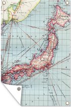 Décoration de jardin Wereldkaart - Vintage - Japon - 40x60 cm - Affiche de jardin - Toile de jardin - Affiche extérieure