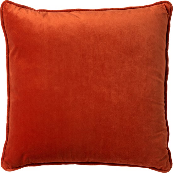 Foto: Dutch decor finn kussenhoes 45x45 cm velvet effen kleur potters clay oranje met rits zonder binnenkussen