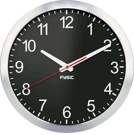 Fysic FK105 - Grande horloge murale analogique, aluminum