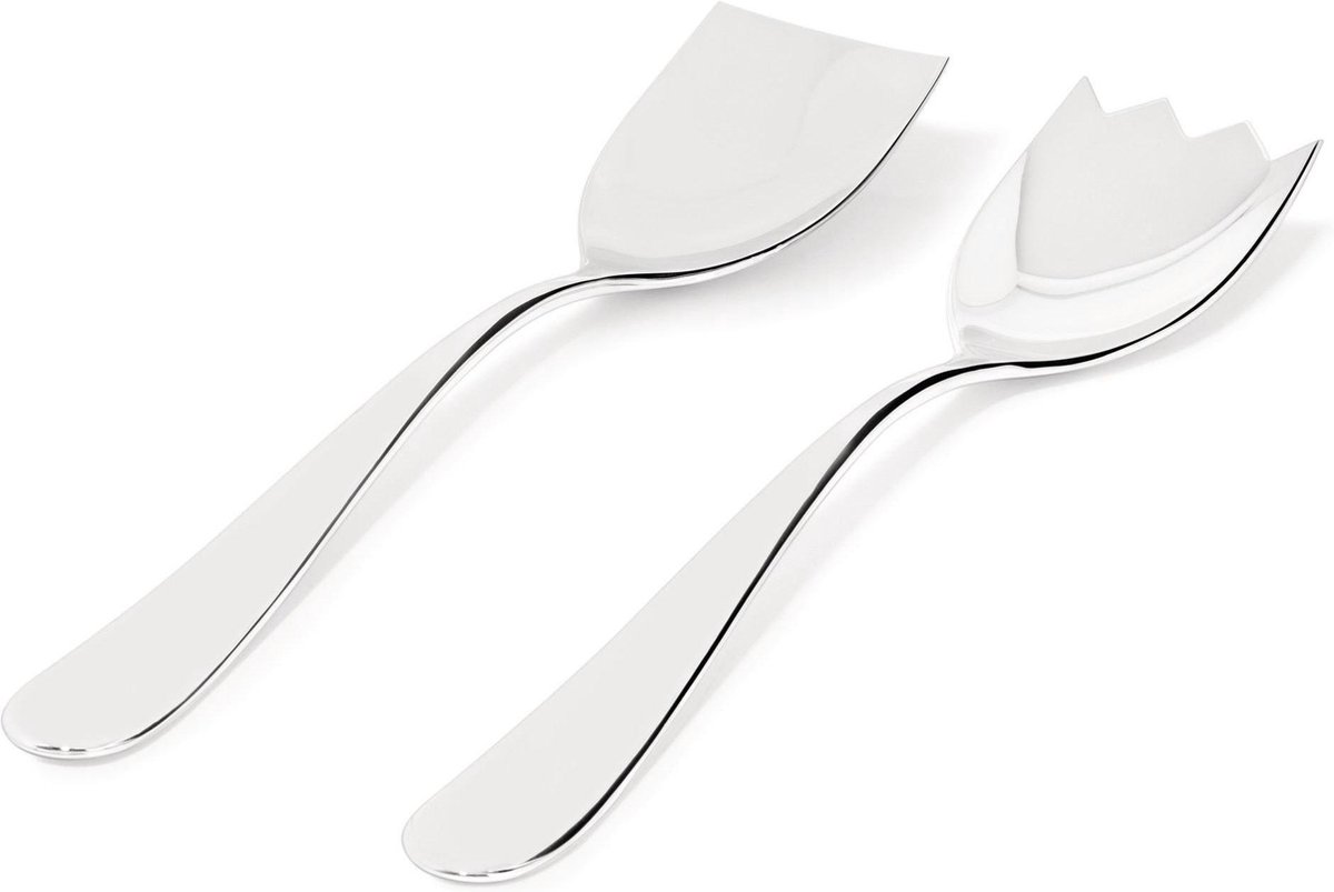 ​Alessi Saladebestek Nuovo Milano - 5180/14 - Ontworpen door Ettore Sottsass - Hoogwaardig 18/10 Roestvrij Staal - Elegant en Tijdloos Design - Vaatwasserbestendig - Ideaal voor het Serveren van Salades​
