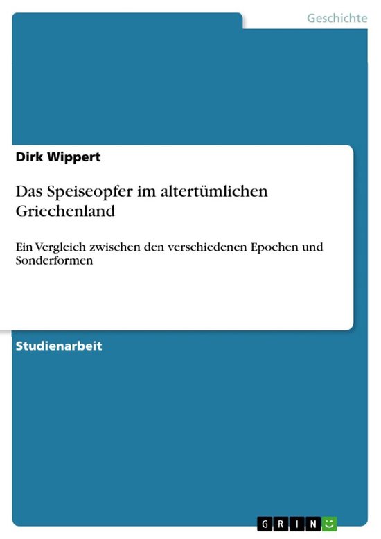 Das Speiseopfer im altertümlichen Griechenland - cover