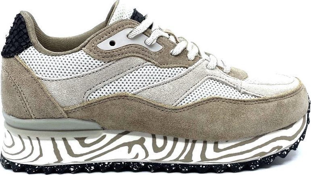 Woden Sophie Marble Sneakers - Suède - - Beige - Maat 37 | bol