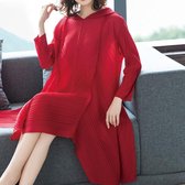 Een woord onregelmatigheden Neem de jurk met lange mouwen Losse vouwen (kleur: rood maat: one size)-Rood