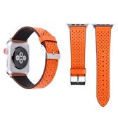 Voor Apple Watch Series 3 & 2 & 1 38 mm Simple Fashion echt lederen horlogebandje met gatenpatroon (oranje)