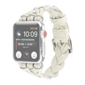 Voor Apple Watch Series 6 & SE & 5 & 4 40 mm / 3 & 2 & 1 38 mm lederen geweven polsband met enkele lus (wit)