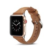 Voor Apple Wacth 5/4 40 mm & 3/2/1 38 mm dunne lederen vervangende polsband horlogeband (bruin)