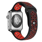 Voor Apple Watch Series 6 & SE & 5 & 4 44mm / 3 & 2 & 1 42mm Sport Siliconen Horlogeband Standaard Editie (Zwart Rood)