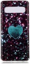 Voor Galaxy S10 5G gekleurd tekeningpatroon IMD vakmanschap Soft TPU beschermhoes (groene liefde)