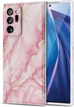Voor Samsung Galaxy Note20 Ultra TPU Gilt Marble Pattern beschermhoes (roze)