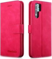 Voor Huawei P30 Pro Diaobaolee Pure Verse Textuur Horizontale Flip Leren Case, met Houder & Kaartsleuf & Portemonnee & Fotolijst (Rood)