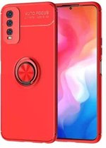 Voor VIVO Y20 metalen ringhouder 360 graden roterende TPU-hoes (rood + rood)