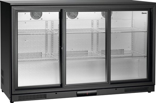 Bartscher Barkoelkast 270L - Zwart - 3 schuifdeuren - LED-verlichting - 1335x500x860mm - Horeca Koelkast