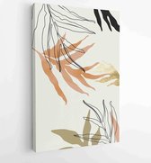 Botanical wall art vector set. Golden foliage line art drawing with watercolor 1 - Moderne schilderijen – Vertical – 1931500541 - 40-30 Vertical
