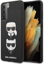 Karl Lagerfeld Saffiano Karl en Choupette Backcase hoesje Samsung S21 Plus Zwart