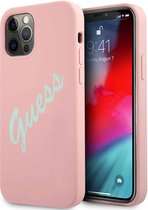 GUESS Silicone Vintage Backcase Hoesje iPhone 12 Pro Max - Roze