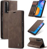 CaseMe - Huawei P Smart 2021 Hoesje - Wallet Book Case - Magneetsluiting - Donker Bruin