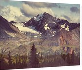 Bos aan de bergen - Foto op Plexiglas - 60 x 40 cm