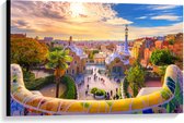 Canvas  - Uitzicht op Barcelona, Spanje - 90x60cm Foto op Canvas Schilderij (Wanddecoratie op Canvas)
