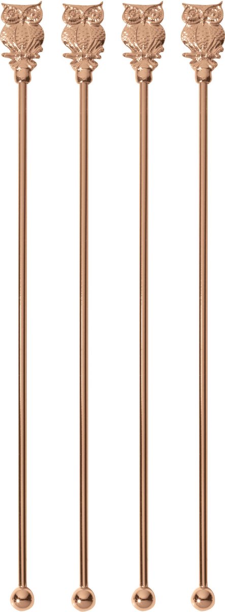 Paderno Cocktail Lepels BAR Uil Koper 20 cm - 4 Stuks
