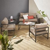 Loungeset 4 plaatsen- BALEA -  vier elementen, aluminium frame dikke kussens - antraciet/taupe