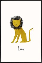 JUNIQE - Poster met kunststof lijst Löwe -13x18 /Geel