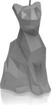 Mat grijs gelakte figuurkaars, design: Kat Hoogte 18 cm (35 uur)