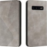 Voor Samsung Galaxy S10 Skin Feel Magnetisch S-type Effen Kleur Horizontale Flip Lederen Case met Houder & Kaartsleuf & Portemonnee (Grijs)