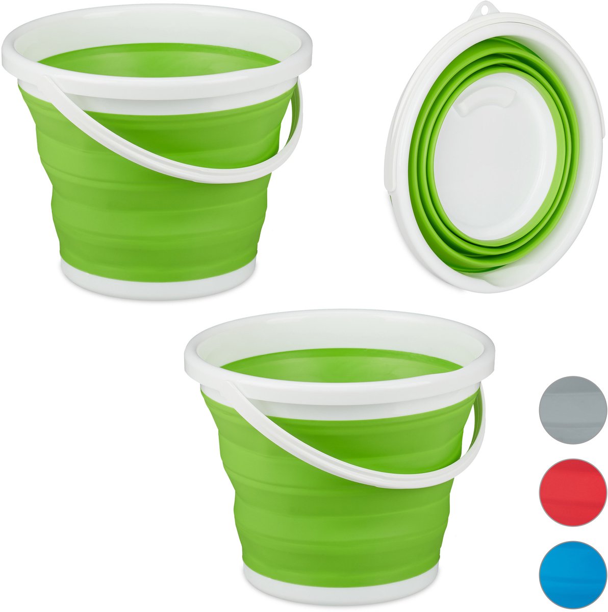 2 x opvouwbare emmer - 10 liter - opvouwbaar - flexibel - camping - draagbaar