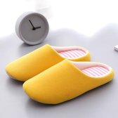 Indoor gestreepte zachte bodem Home antislip katoenen pantoffels, maat: 36-37 (geel)