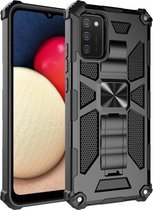 Voor Samsung Galaxy A02s (Amerikaanse versie) Schokbestendige TPU + pc magnetische beschermhoes met houder (zwart)