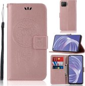 Voor OPPO A73 (2020) Windgong Uil Embossing Patroon Horizontale flip lederen tas, met houder & kaartsleuven & portemonnee (roségoud)