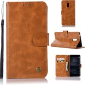 Voor Nokia 6 Retro koperen gesp Crazy Horse Horizontale Flip PU lederen tas met houder & kaartsleuven & portemonnee & lanyard (goudgeel)