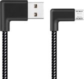 3m 2A USB naar Micro USB Weave Style Dubbele elleboog Data Sync oplaadkabel, voor Samsung / Huawei / Geschikt voor Xiaomi / Meizu / LG / HTC (zwart)