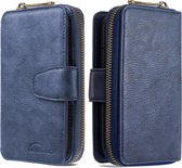 Voor iPhone X / XS afneembare multifunctionele horizontale flip lederen tas met kaartsleuven en rits portemonnee en fotolijst (blauw)