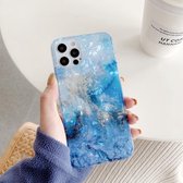 Shell Texture Marble Half Edging TPU beschermhoes voor iPhone 11 Pro Max (blauw)