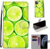 Gekleurde tekening Cross Texture Horizontale Flip PU lederen tas met houder & kaartsleuven & portemonnee & lanyard voor iPhone 11 Pro (groene citroen)