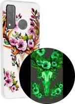 Voor Huawei P smart 2020 Lichtgevende TPU beschermhoes voor mobiele telefoon (Flower Deer)
