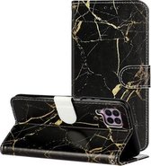 Voor Huawei P40 Lite Gekleurde Tekening Marmer Patroon Horizontale Flip PU Lederen Case met Houder & Kaartsleuven & Portemonnee (Zwart Goud Marmer)