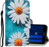 Voor Huawei Y5 2018 3D Gekleurde Tekening Horizontale Flip PU Lederen Case met Houder & Kaartsleuven & Portemonnee (chrysant)