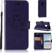 Windgong Uil Embossing Patroon Horizontale Leren Flip Case met Houder & Kaartsleuven & Portemonnee Voor Galaxy S9 (Paars)
