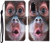 Voor Samsung Galaxy S20 Gekleurde Tekening Patroon Horizontale Flip Leren Case met Houder & Kaartsleuven & Portemonnee & Lanyard (Orang-oetan)