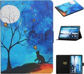 Voor Lenovo Tab M10 X605F X505 Gekleurde Tekening Patroon Horizontale Flip Leather Case met Houder & Kaartsleuven (Moonlight Cat)