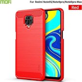 Voor Geschikt voor Xiaomi Redmi Note 9s / Note 9 Pro / Note 9 Pro Max / Foco M2 Pro MOFI Gentleness Series Geborstelde textuur Koolstofvezel Zachte TPU-hoes (rood)