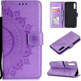 Voor Samsung Galaxy A70 Totem Bloem Reliëf Horizontale Flip TPU + PU lederen tas met houder & kaartsleuven & portemonnee (paars)