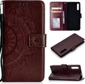 Voor Huawei Honor 9X Totem Bloem Reliëf Horizontale Flip TPU + PU Leren Case met Houder & Kaartsleuven & Portemonnee (Bruin)