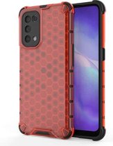 Voor Oppo Reno5 5G schokbestendige honingraat pc + TPU-hoes (rood)