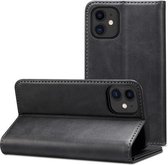 Kalfsstructuur horizontale flip lederen tas met houder & kaartsleuven & portemonnee voor iPhone 12 Pro Max (zwart)