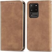 Voor Samsung Galaxy S20 Ultra Retro Skin Feel Business Magnetische Horizontale Flip Leren Case met Houder & Kaartsleuven & Portemonnee & Fotolijst (Bruin)